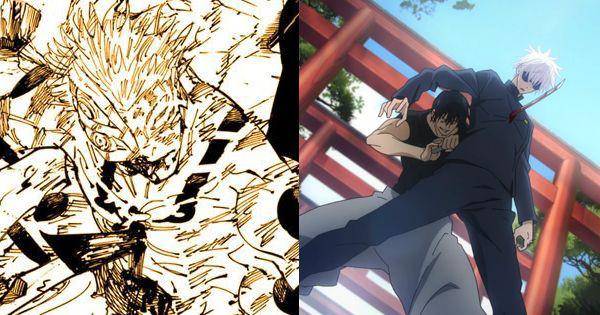 Momen penusukan penyihir terkuat oleh petarung Heavenly Restriction ( Dok. Mappa / Jujutsu Kaisen 2 ) ( Dok. Shueisha / Jujutsu Kaisen )