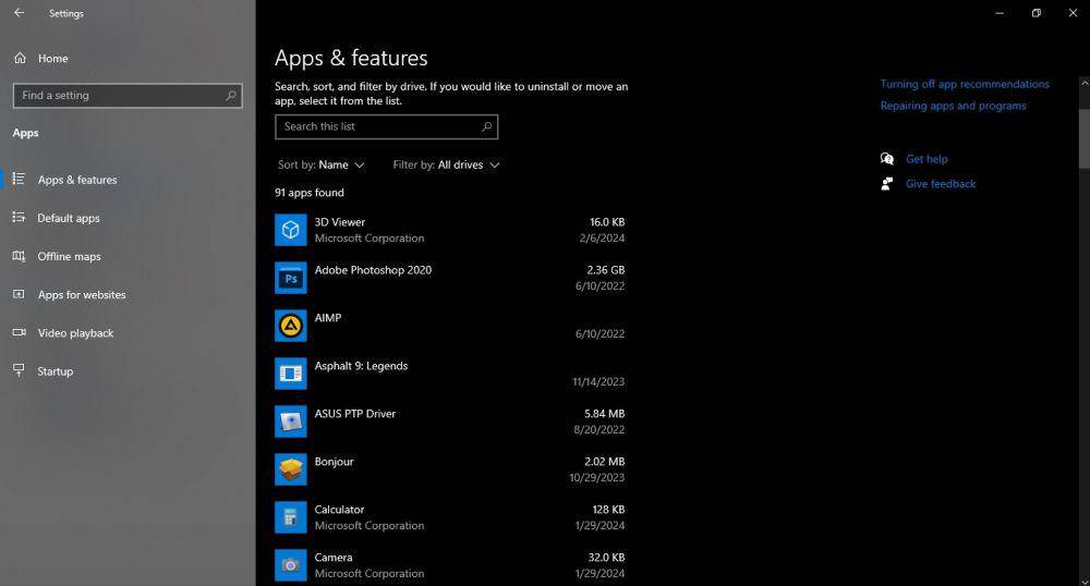 ilustrasi aplikasi yang terinstal di Windows 10 (dok. Microsoft)