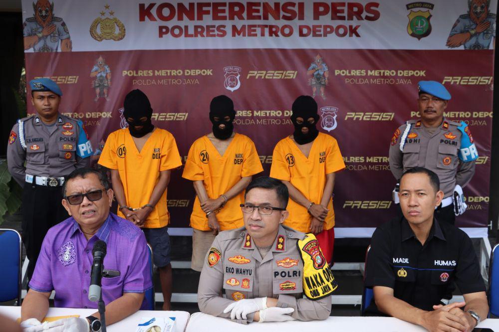 Polres Metro Depok Ringkus Tiga Pengedar Narkoba, Terancam 12 Tahun Bui