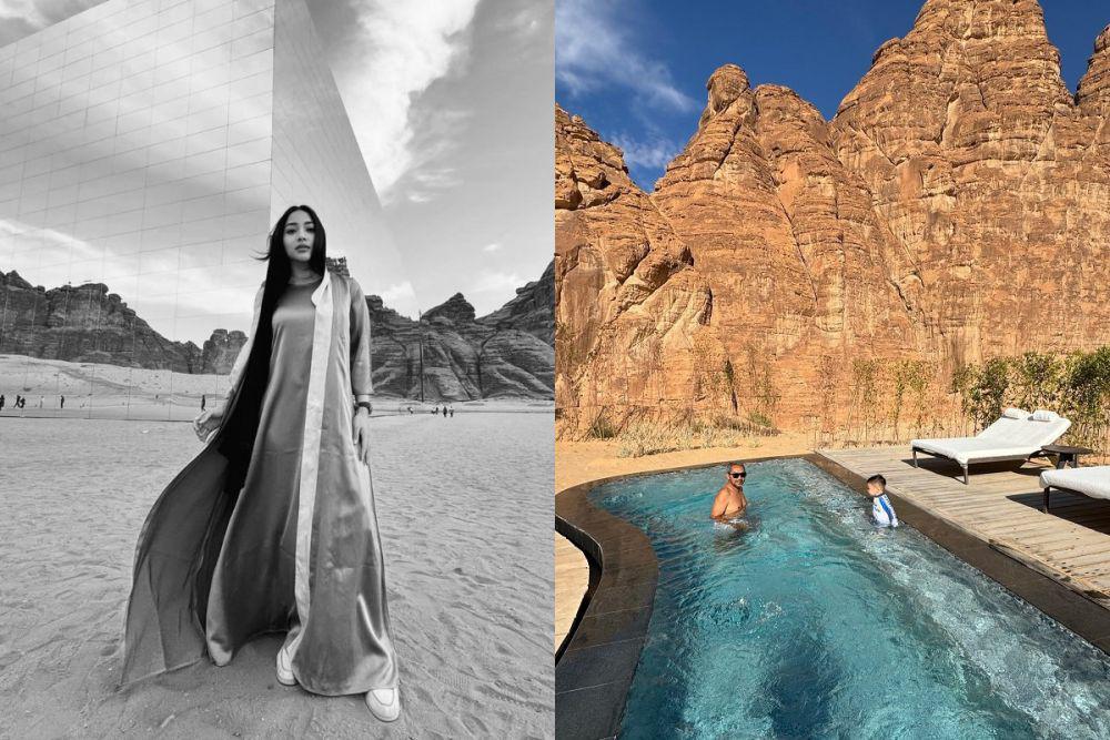 7 Potret Keluarga Nikita Willy di Al Ula, Issa Asyik Berenang!