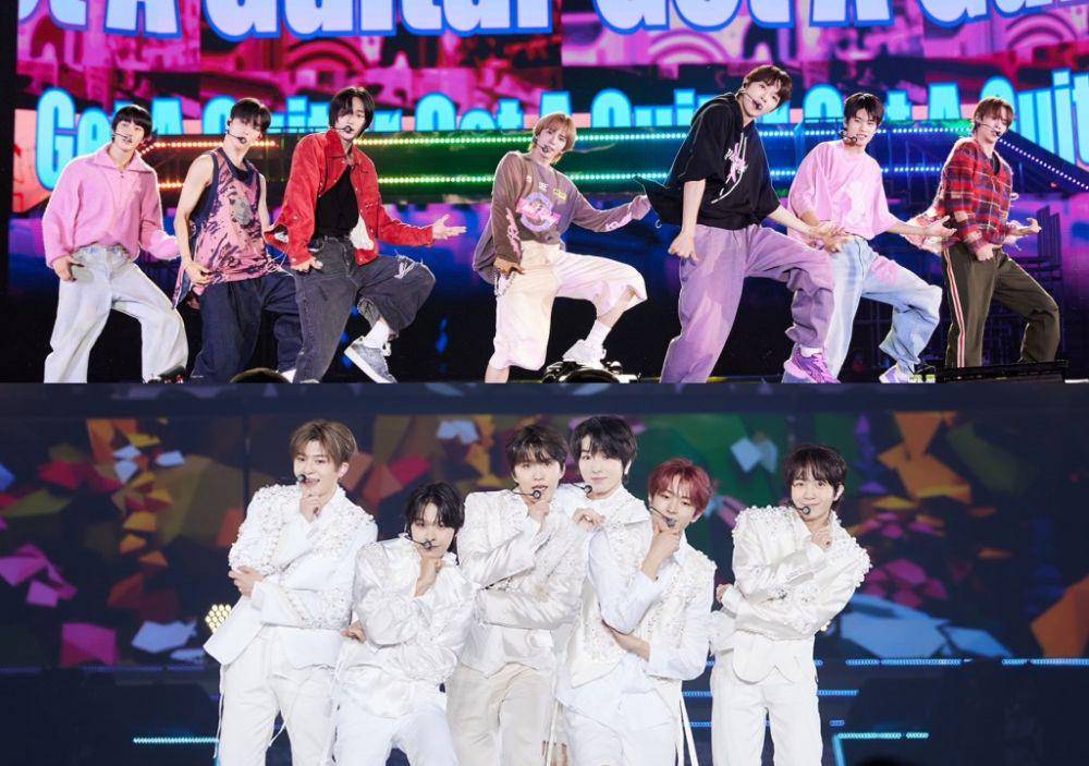 RIIZE di SMTOWN Live 2023 Jakarta (twitter.com/SMTOWNGLOBAL) | NCT WISH di SMTOWN Live 2024 Tokyo (twitter.com/nctwishofficial)
