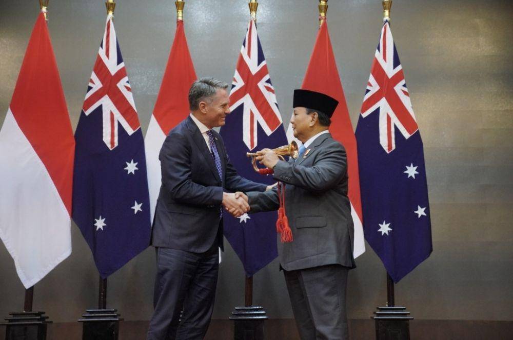 Menteri Pertahanan Prabowo Subianto ketika menerima kunjungan Menhan Australia, Richard Marles di kantor Kemhan, Jakarta Pusat. (Dokumentasi Kemhan)