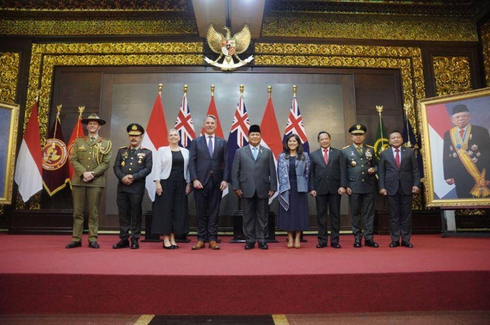 Menteri Pertahanan Prabowo Subianto ketika menerima kunjungan Menhan Australia, Richard Marles di kantor Kemhan, Jakarta Pusat. (Dokumentasi Kemhan)