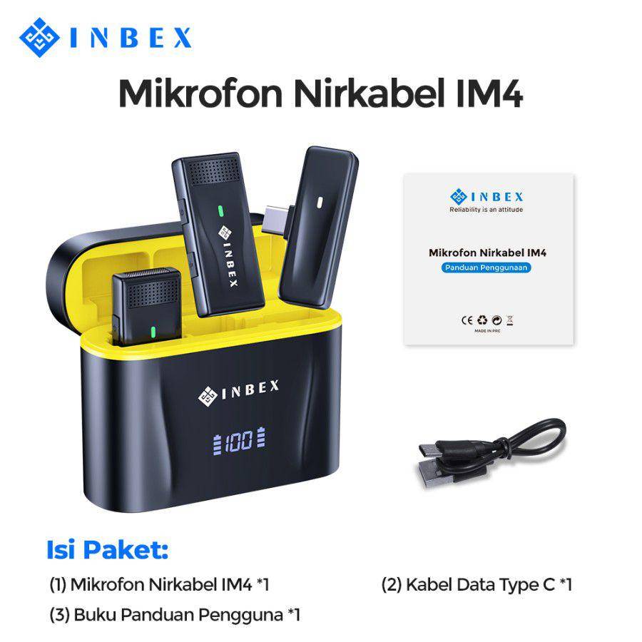 INBEX IM4 Wireless Microphone Mic Wireless Clip on Mikrofon Lavalier (tokopedia.com/INBEX Official Store)