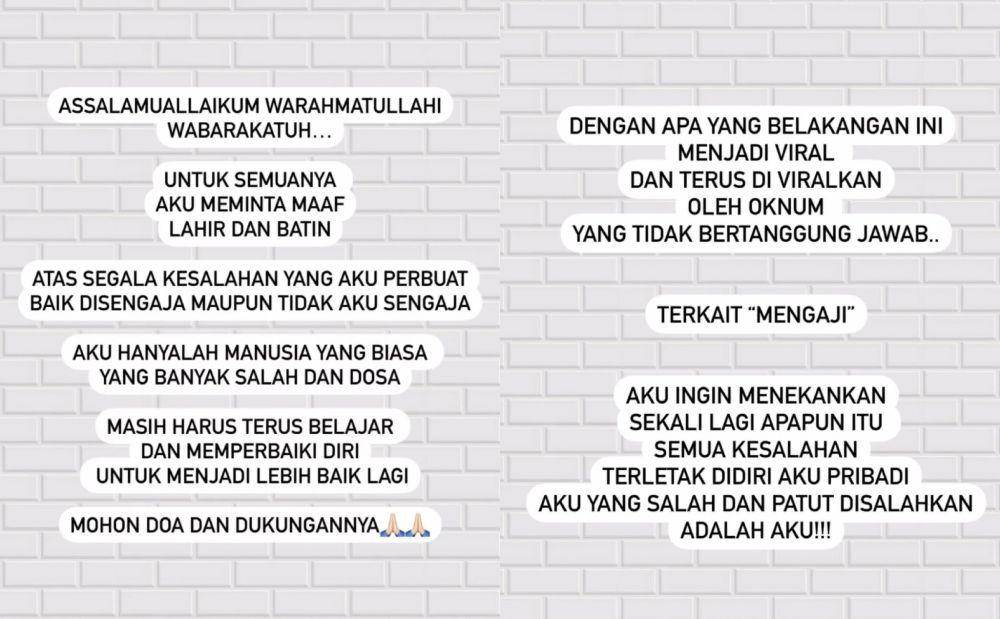permintaan maaf Kartika Putri (Instagram.com/kartikaputriworld)