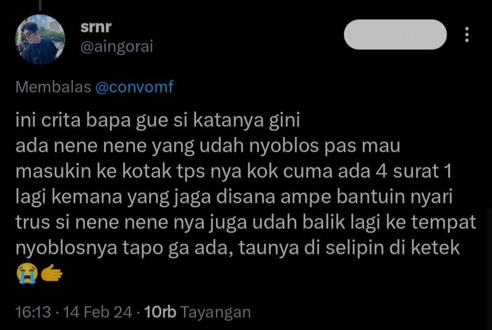 cerita lucu saat pemilu (x.com/aingorai)