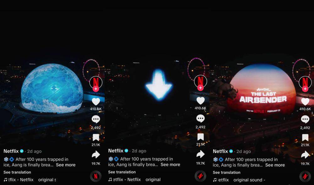 iklan Avatar: The Last Airbender di Las Vegas Sphere (tiktok.com/netflix)