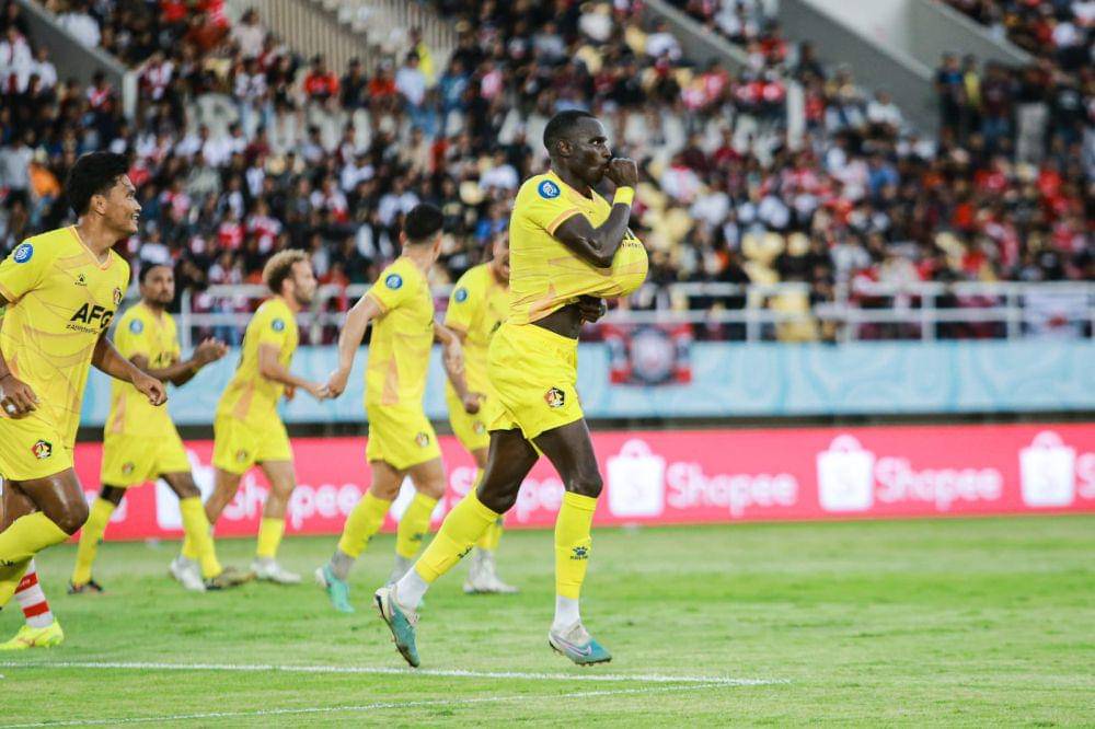 Striker Persik Kediri, Flavio Silva usai mencetak gol ke gawang Persis Solo. IDN Times/ istimewa