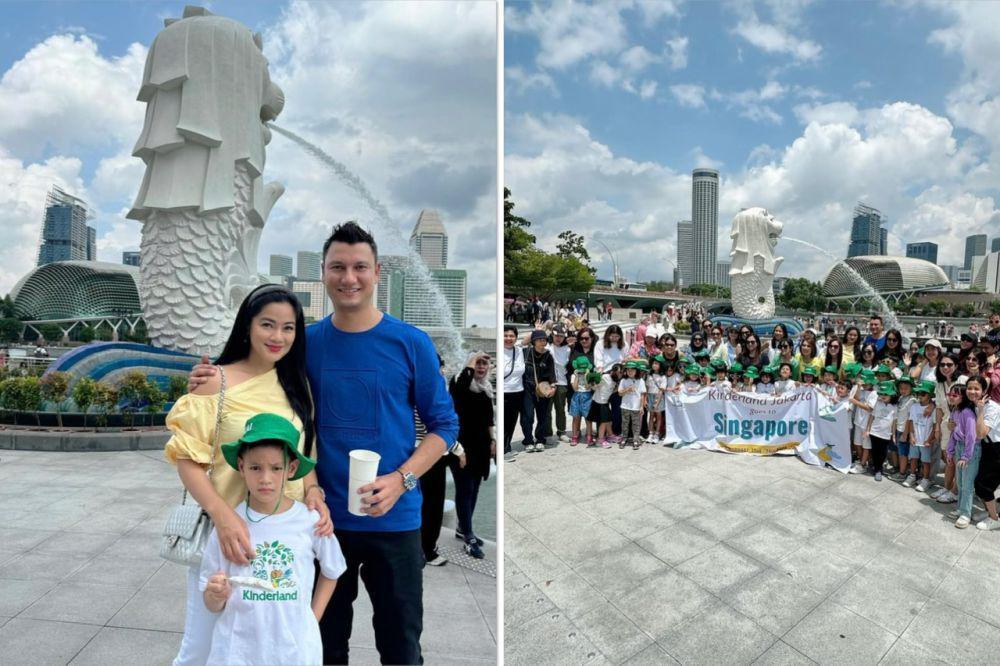 10 Potret Seru Titi Kamal dan Suami Temani Kai Field Trip ke Singapura