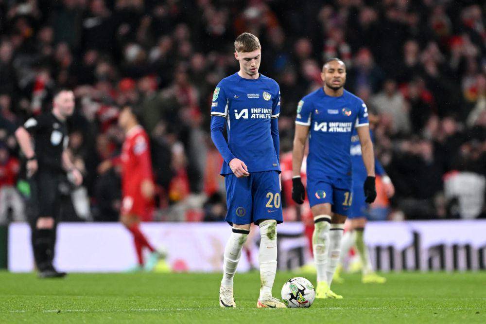 Ekspresi kekecewaan Cole Palmer usai Chelsea kalah di final Carabao Cup 2023/2024. (chelseafc.com)