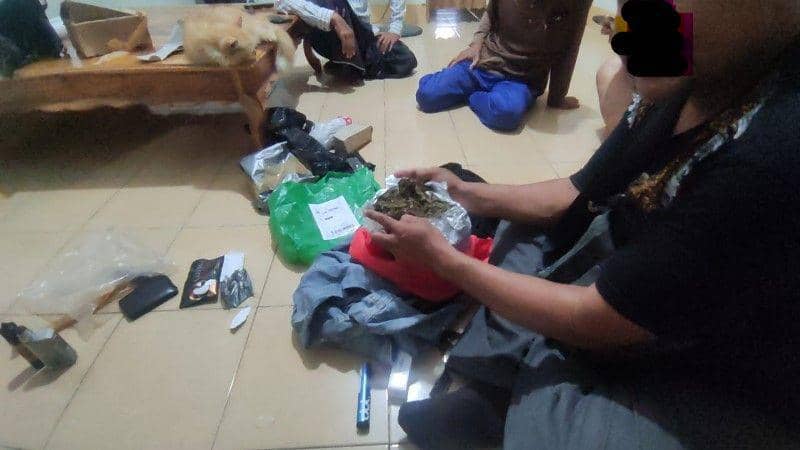 Petugas BNN Provinsi NTB saat melakukan penggeledahan di rumah tersangka. (dok. BNN NTB)