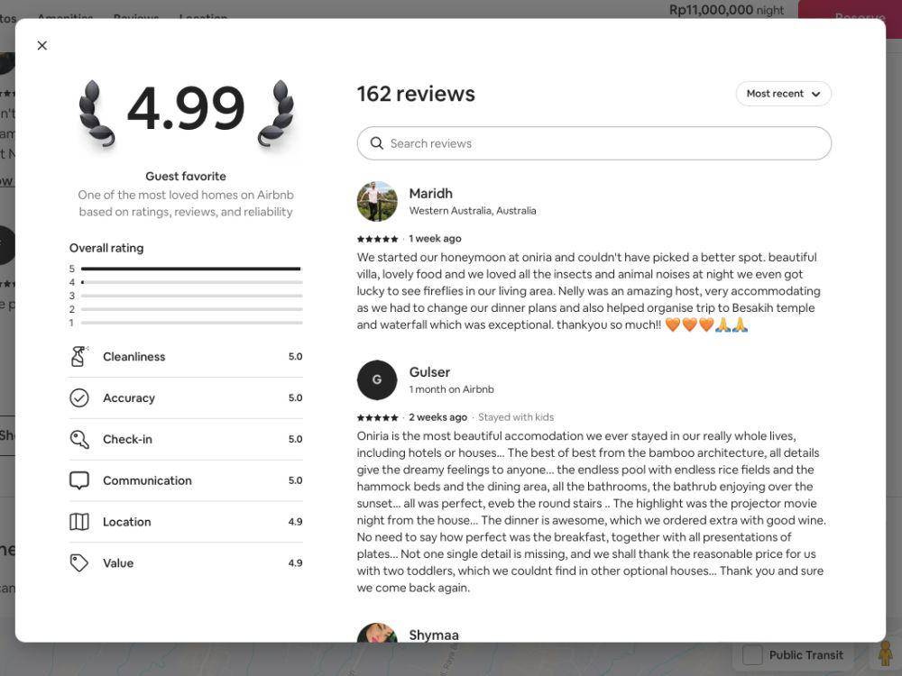 Salah satu review penginapan yang bisa dibaca sebagai pertimbangan (www.airbnb.com)