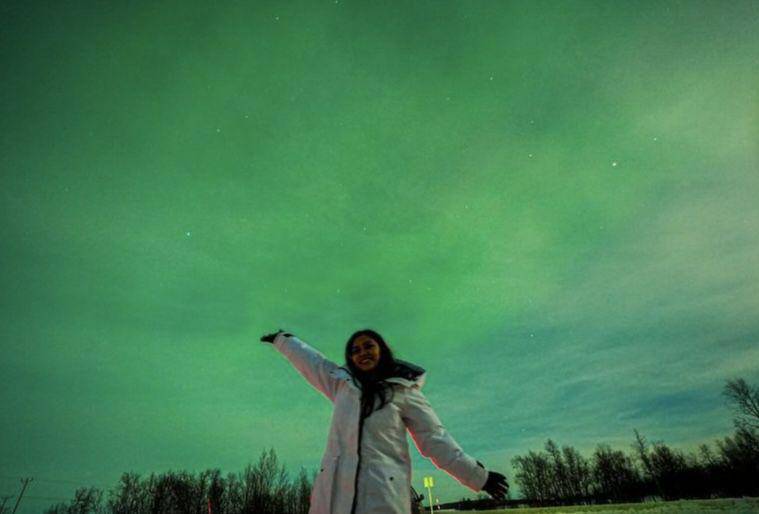 potret Rachel Vennya melihat aurora di Tromsø (instagram.com/rachelvennya)