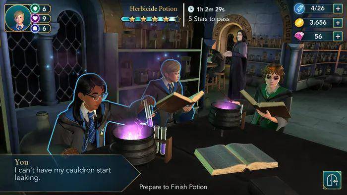 Proses pembuatan potion di kelas Profesor Snape (dok. Jam City. Inc/Harry Potter: Hogwarts Mystery)