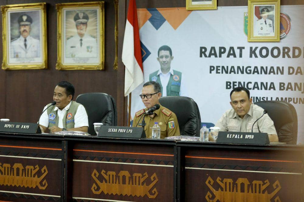 Rapat Koordinasi Penanganan Dampak Bencana Banjir di Provinsi Lampung. (Dok. Pemprov Lampung).