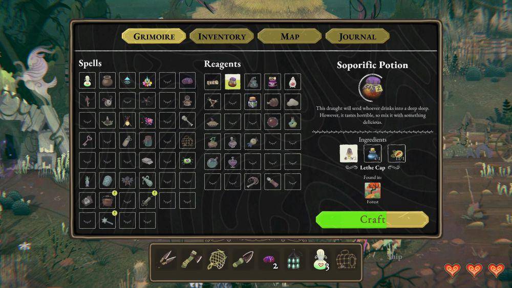 Visualisasi pembuatan potion di Wytchwood (store.steampowered.com/Wytchwood)