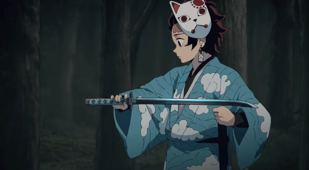 nichirin pertama yang Tanjiro dapat dari Urokodaki (dok. Ufotable/ Kimetsu no Yaiba)