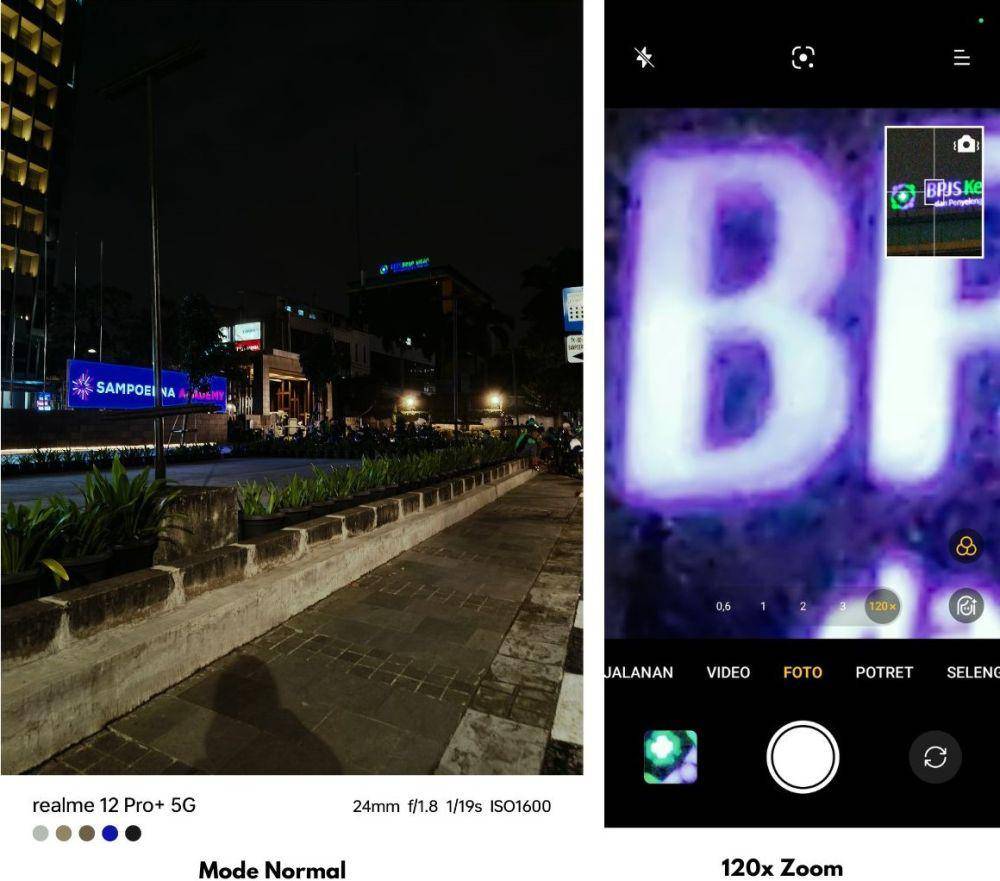 Kombinasi zoom optik dan in-sensor zoom hingga 120X pada realme 12 Pro+ 5G (Dok. realme)