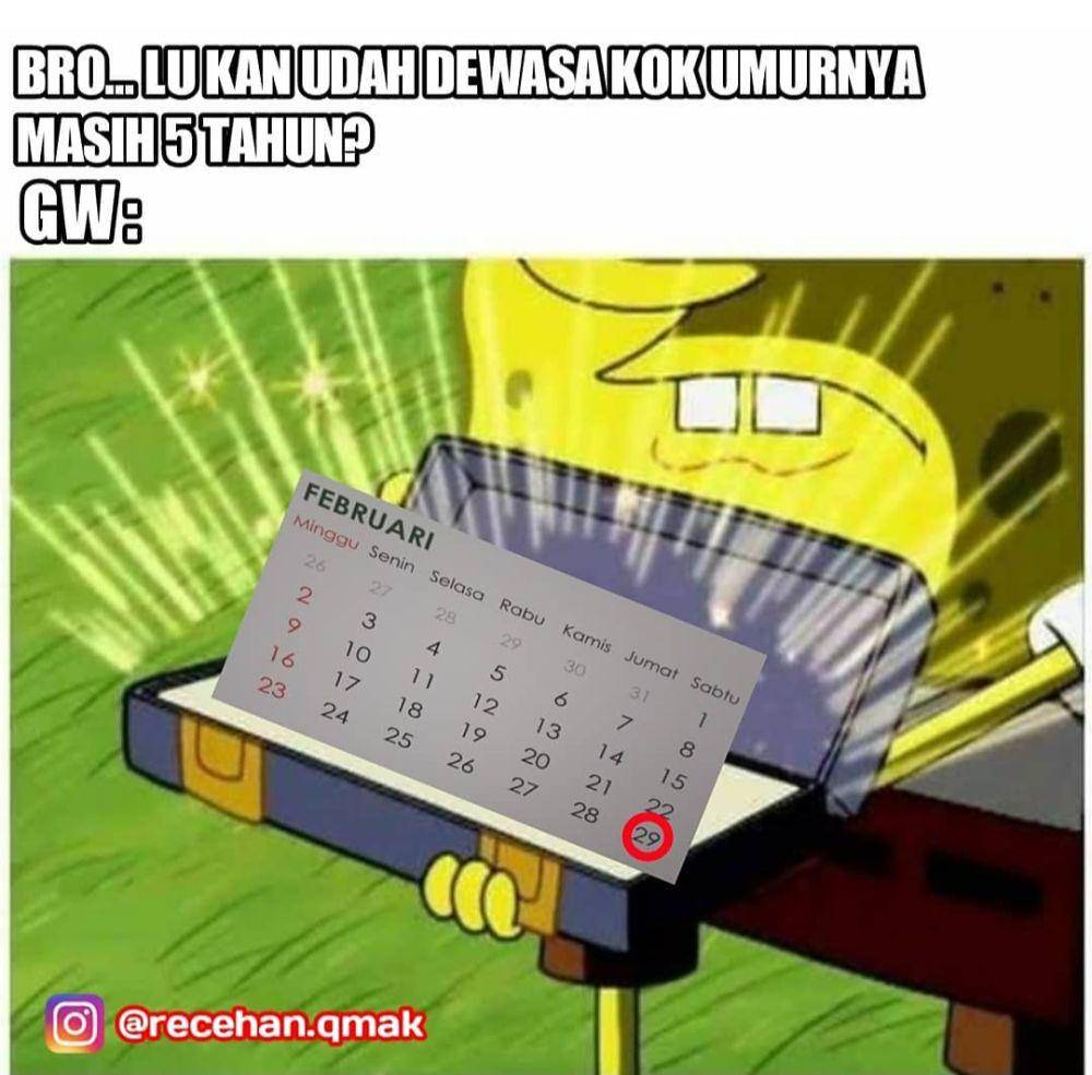meme tahun kabisat (instagram.com/recehan.qmak)