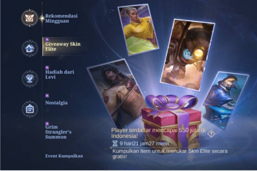 Event Giveaway Skin Elite di Mobile Legends, Raih Skin Gratis
