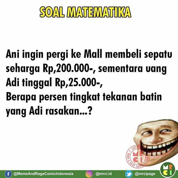 meme soal matematika (facebook.com/Meme & Rage Funny Indonesia)