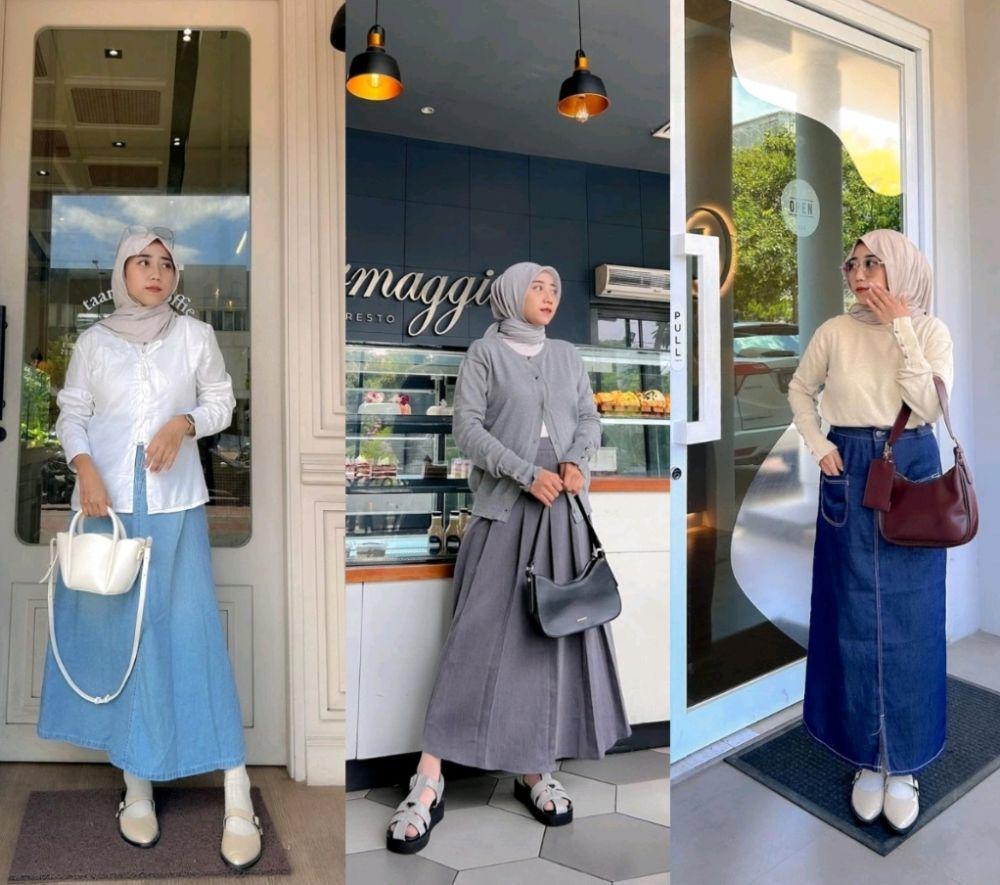 9 Ide OOTD Bukber dengan Skirt ala Henni Kalista, Manis!