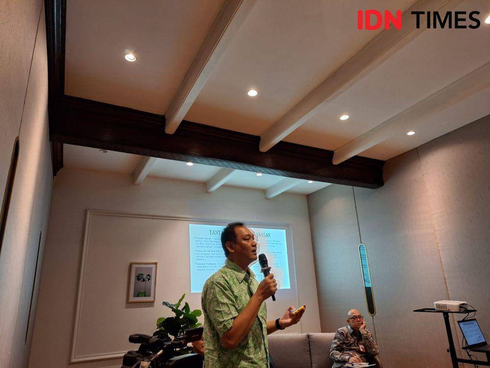 Peneliti Pusat Studi Perkotaan Nirwono Yoga dalam diskusi Forum Merdeka Barat 9 di Jakarta Pusat, Kamis (29/2/2024) (IDN Times/Lia Hutasoit)