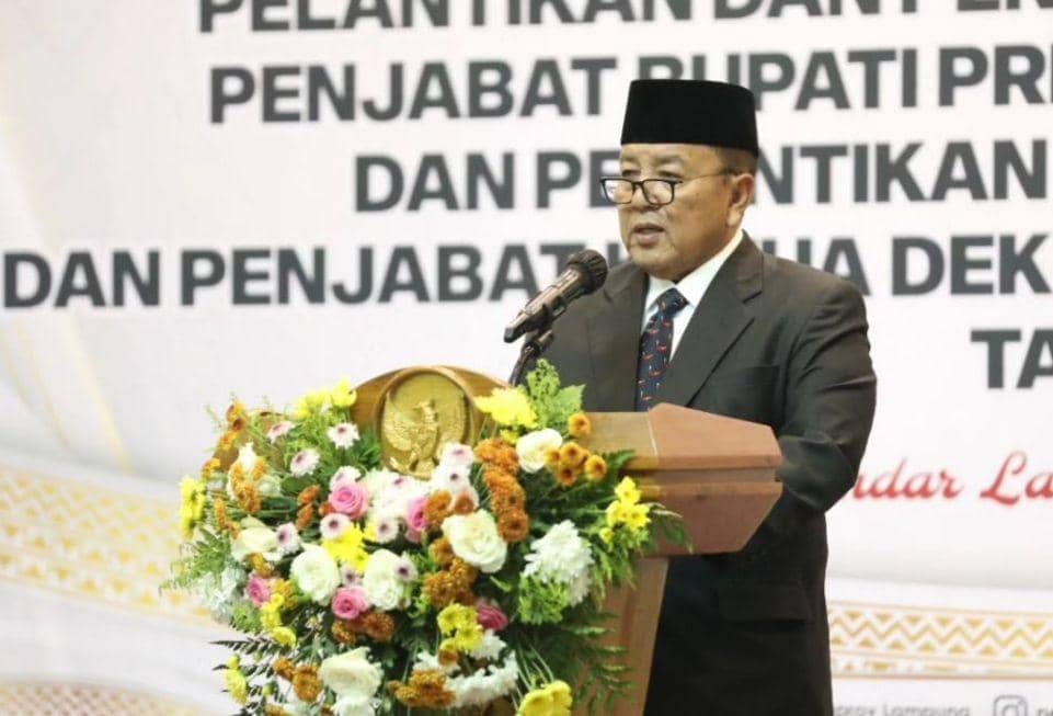 Kepala Badan Pengelola Keuangan dan Aset Daerah Provinsi Lampung, Marindo Kurniawan sebagai Penjabat (Pj) Bupati Pringsewu. (DOK. Pemprov Lampung).