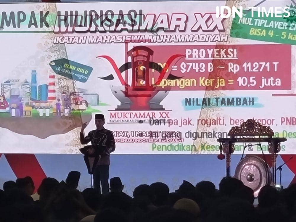 Jokowi membuka mukthamar IMM di Palembang (IDN Times/Rangga Erfizal)