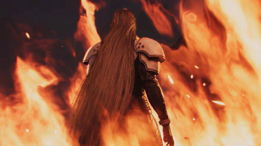 Sephiroth membakar Nibelheim (dok. Square Enix/Final Fantasy VII Rebirth)