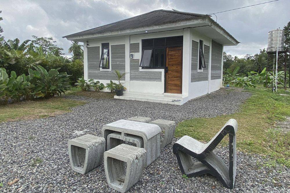 Rumah hunian di daerah Turi, Sleman yang dibangun oleh Autoconz menggunakan teknologi 3DCP. (Dok. Istimewa)