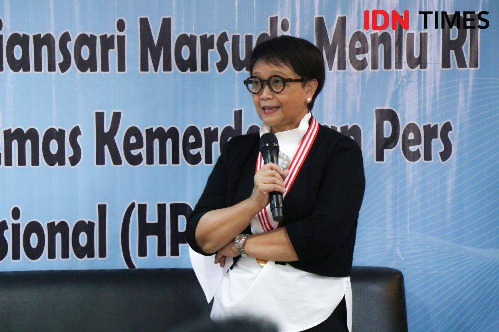 Menlu Retno Marsudi hadiri acara di PWI ada Kamis (1/3/2024). (IDN Times/Fauzan)