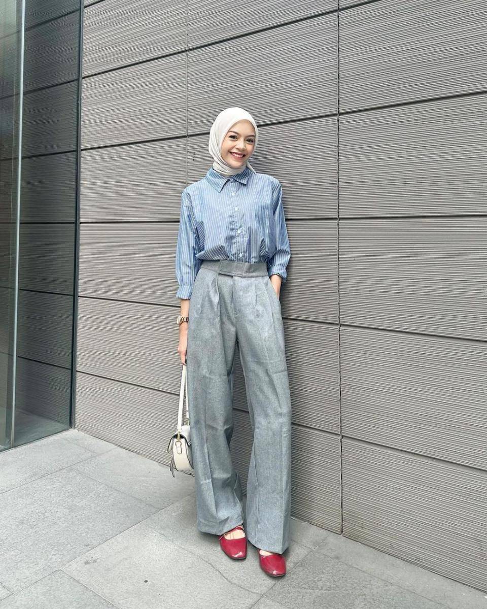 inspirasi outfit ngantor ala selebgram Febiola Nabila (instagram.com/febiolanabilaa)