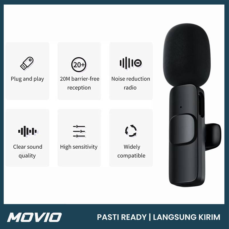 MOVIO Wireless Lavalier - Microphone Mic Clip On (tokopedia.com/Movio Official Store)