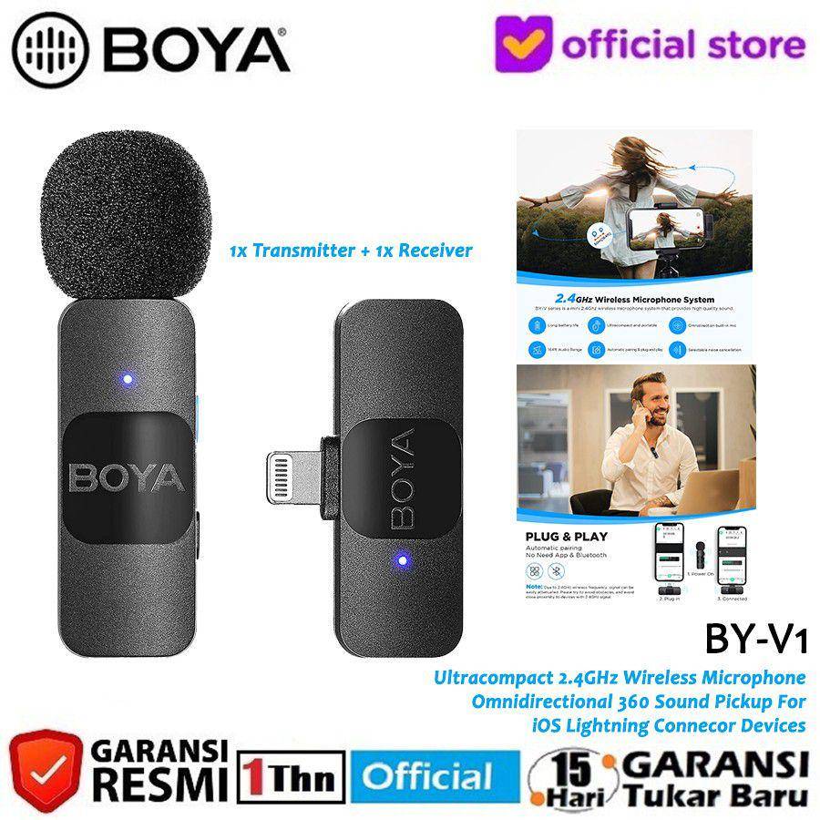 Boya BY V1 Wireless Lavalier Microphone (tokopedia.com/Boya Official Store)