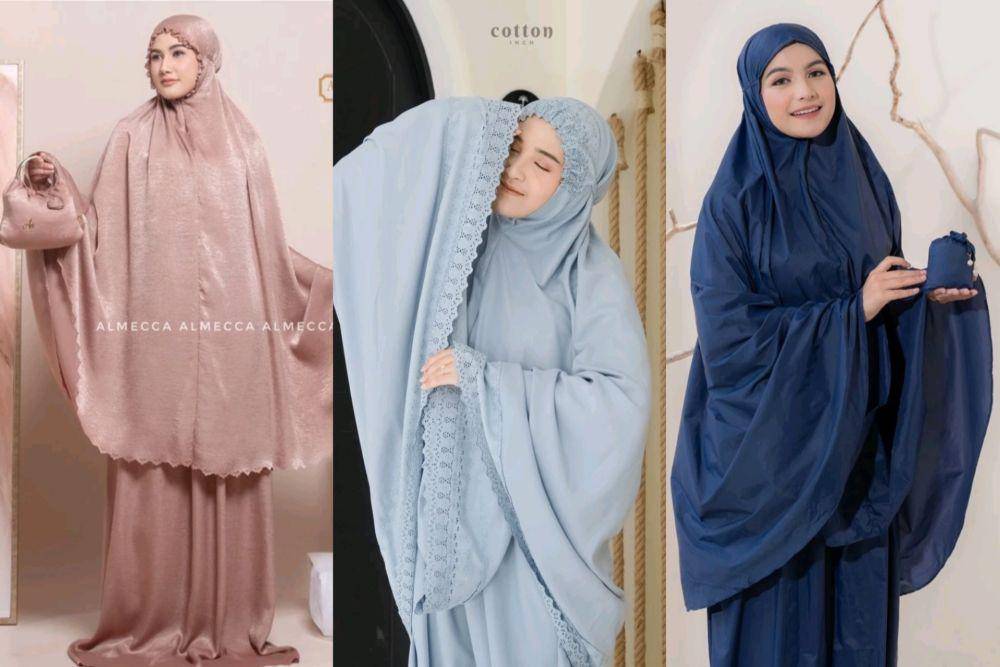 Mukena untuk tarawih (shopee.id/Almecca Official Shop | cotton inch official | alif modern wear)