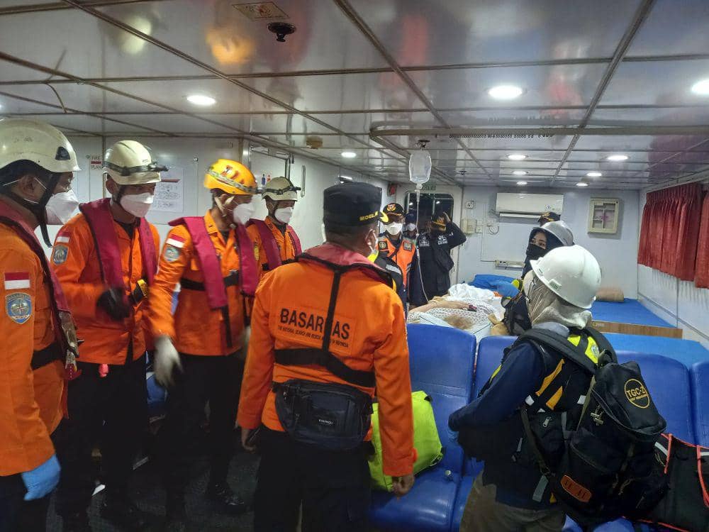 Basarnas Semarang bersama KKP saat mengecek kondisi Caldwell yang stroke mendadak. (IDN Times/Dok Humas Basarnas Semarang)