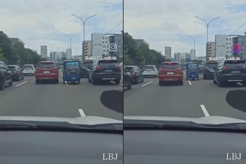 Viral, Bajaj Lawan Arah Masuk Tol Jakarta-Tangerang