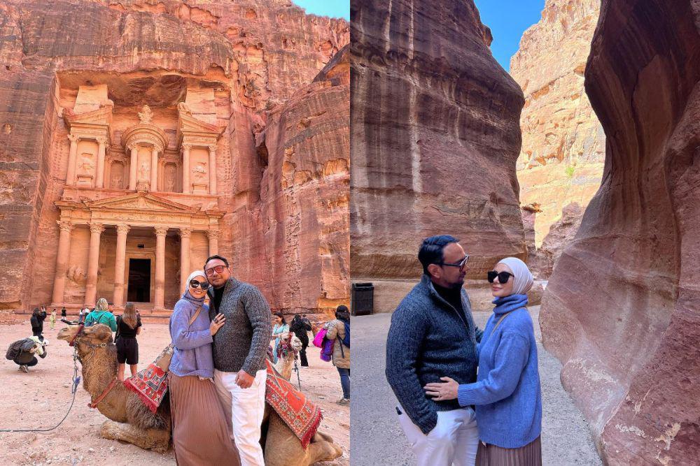 7 Potret Meisya Siregar dan Bebi Romeo di Petra, Yordania, Naik Unta!
