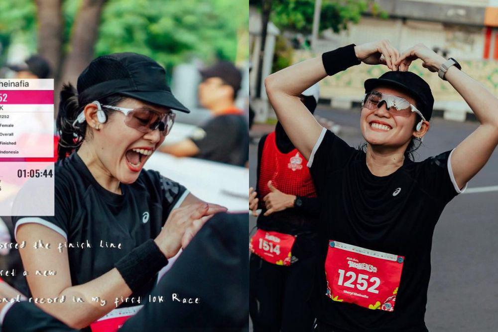 7 Potret Sheryl Sheinafia Pertama Kali ikut Marathon 10 K, Ceria!