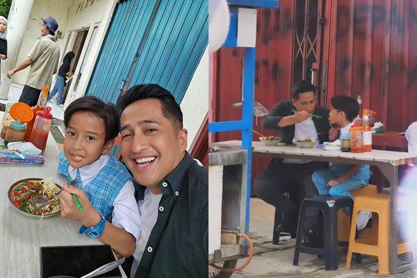 7 Potret Haru Irfan Hakim Ditraktir Makan oleh Anaknya yang Masih SD
