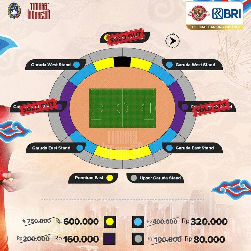 Daftar harga tiket Indonesia vs Vietnam di leg 1 Kualifikasi Piala Dunia 2026 pada Kamis, 21 Maret 2024 (instagram.com/pssi)
