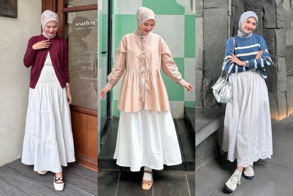 10 Ide OOTD dengan Rok Putih ala Intan Ghazella, Girly Abis!