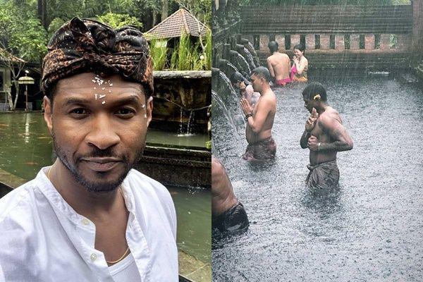 7 Potret Usher di Bali, Ikut Yoga hingga Melukat