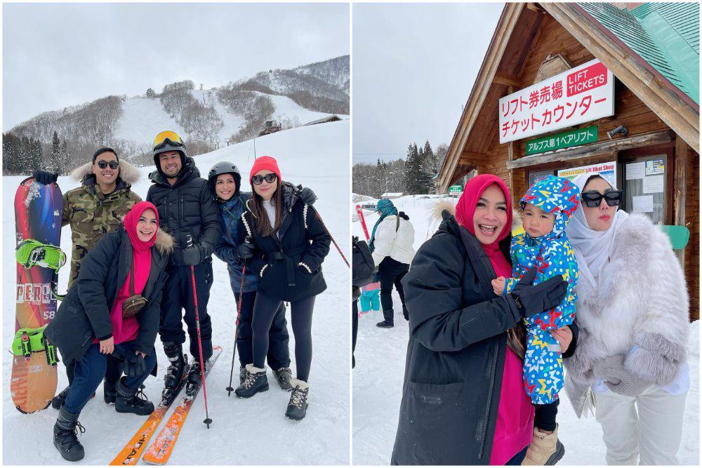 10 Potret Rieta Amilia Main Salju di Hakuba Bareng Keluarga