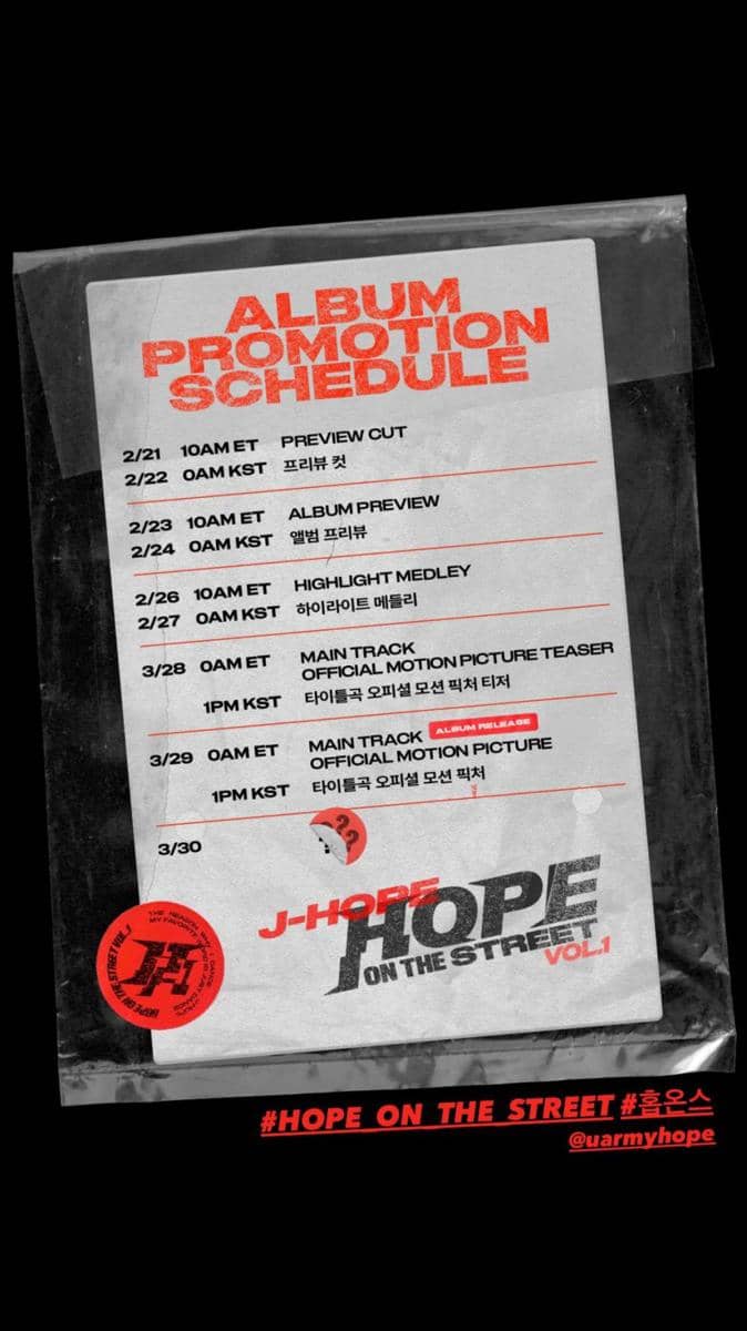 J-Hope jadwal rilis album (instagram.com/bts.bighitofficial)