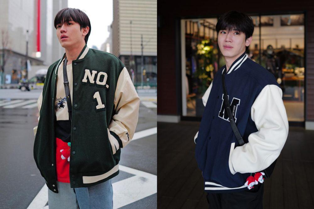 8 Ide Padu Padan Jaket Varsity ala New Thitipoom, Keren dan Modis