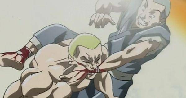 Jack menggigit musuhnya ( Dok. Group TAC / Baki the Grappler: Maximum Tournament )