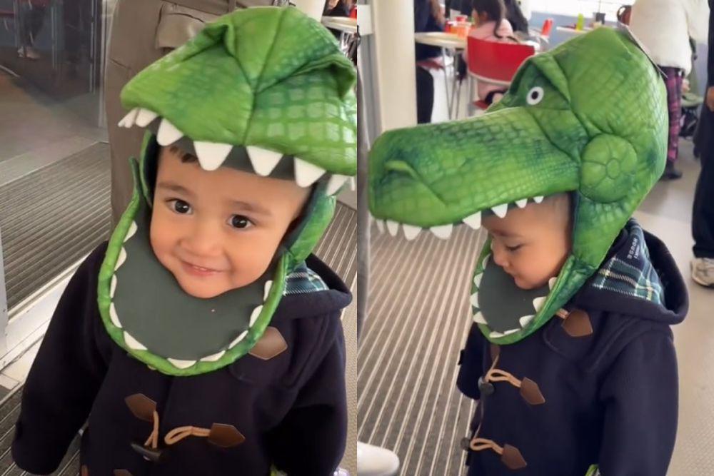 7 Potret Cipung Pakai Kepala Dino di Tokyo Disneyland