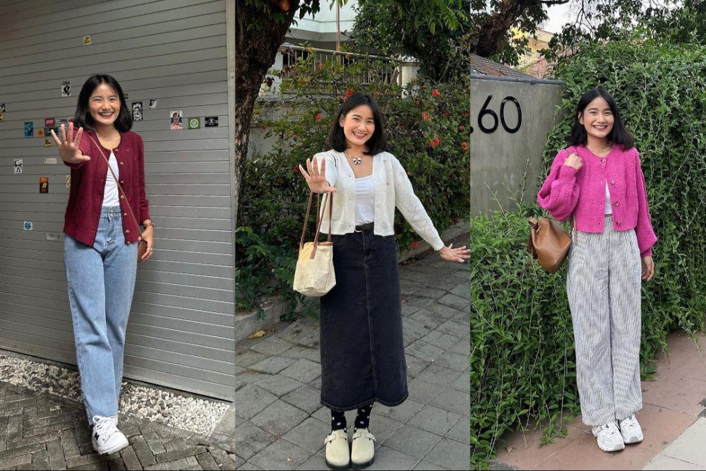 8 Ide Styling Kardigan Rajut ala Jesica Ceren, Looks Pretty!